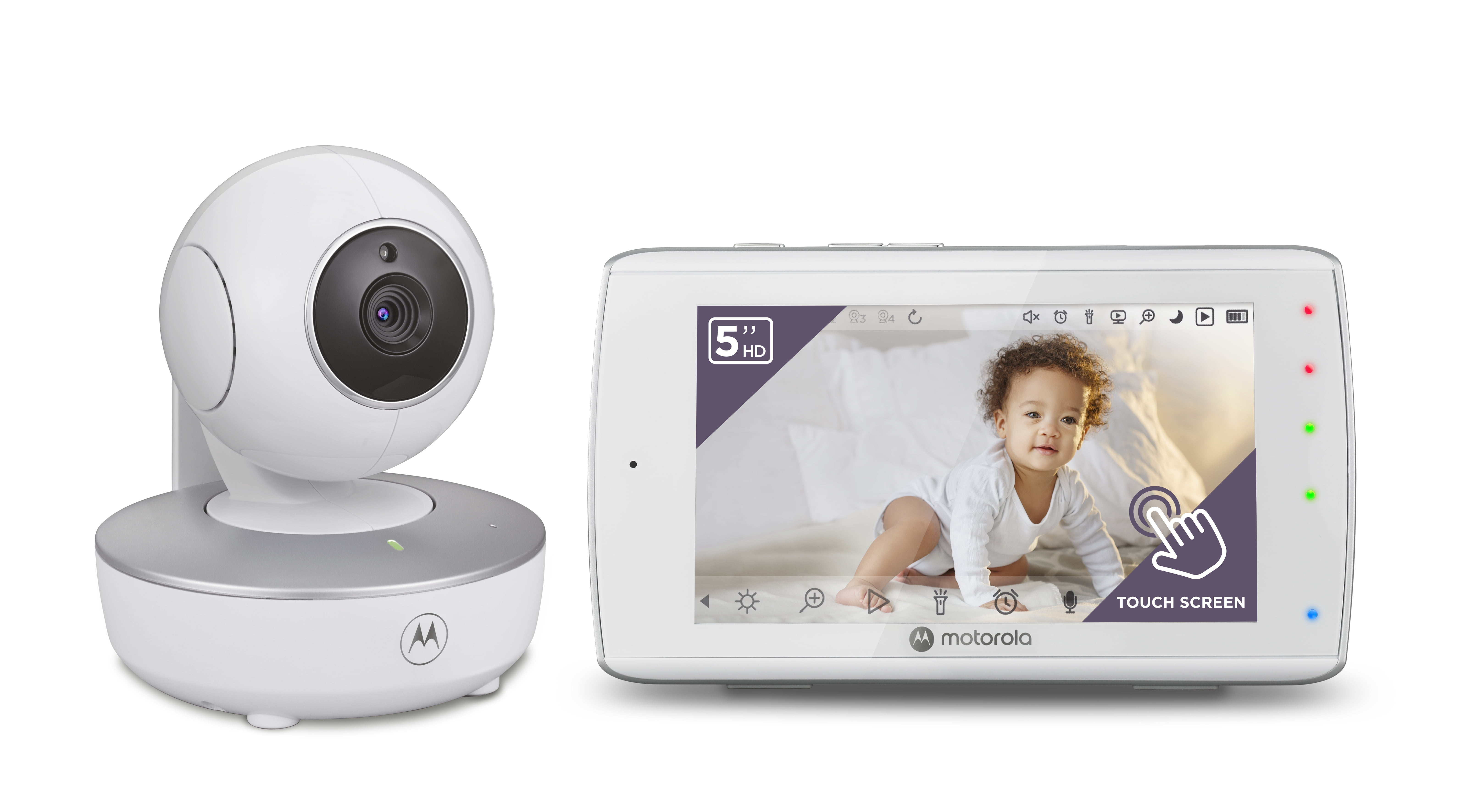 Motorola VM36XL Touch Connect 5" HD Wi-Fi Video Baby Monitor with Touch Screen, Remote Pan, Tilt & Zoom Camera, Lullabies, Room Temperature Sensor and Two-Way Audio, White