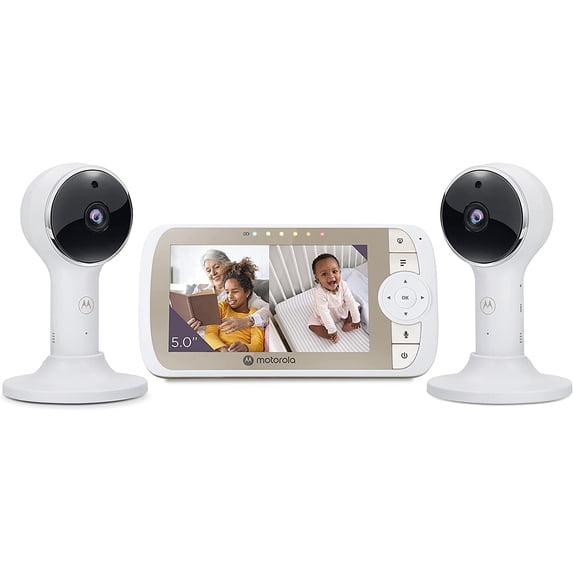 Motorola VM65-2 Connect Full HD 1080p Wi-Fi Video Baby Monitor w/ 5" Screen | Two-Way Talk & Split Screen
