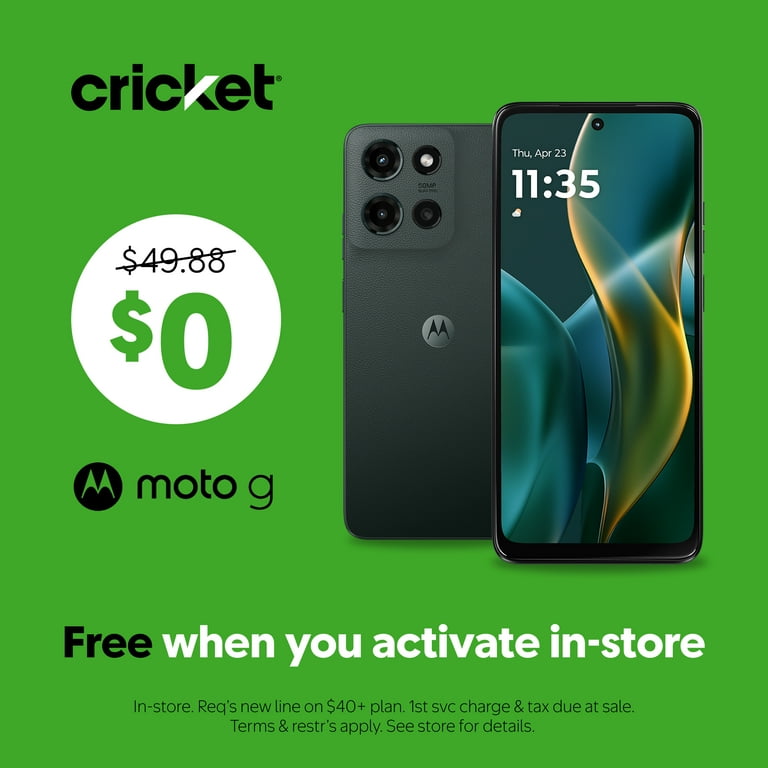 Cricket Wireless Moto G 2025 4GB RAM (Prepaid), Forest Gray