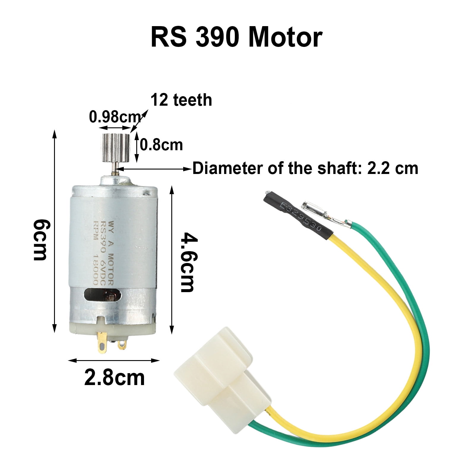 RS550/RS390/RS380 Motor For Kids Electric Cars – 10-Tooth Pinion Gear, 1cm Diameter, 12V/6V/24V Options (Choose Model)