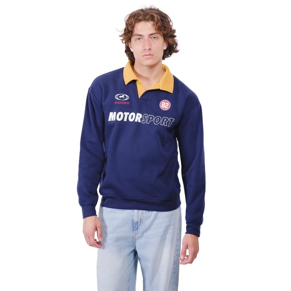Brooklyn Cloth Motorsport 82 Rugby Fleece, Pullover, Retro Racing Graphic, French Navy, X-Large