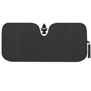 Motortrend Jumbo Sunshade + Little Trees Air Freshener Bundle | Jumbo 66 x 27 in accordion windshield shade with matte finish, rearview mirror cutout, and Little Trees air freshener