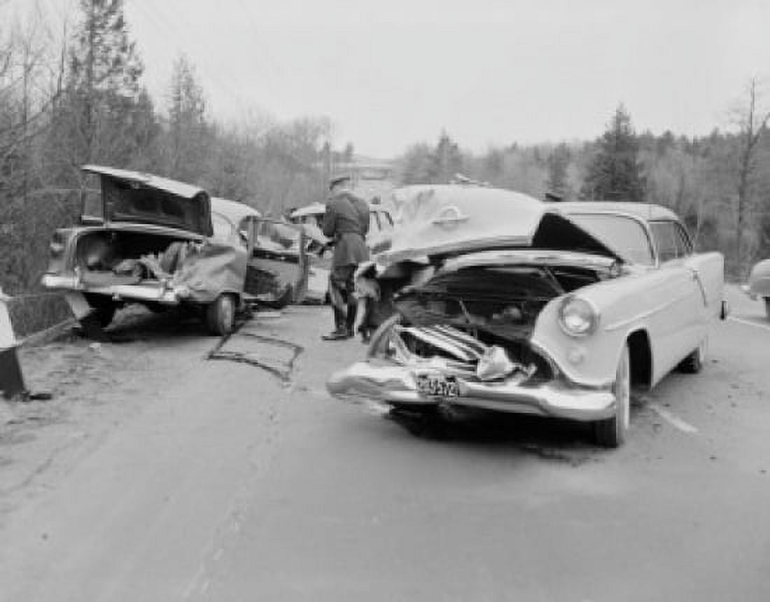 Motorway accident aftermath Canvas Art - (18 x 24)