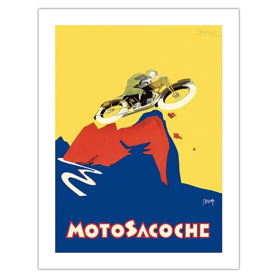 Motosacoche 346cc Swiss Motorbike - Vintage Motorcycle Poster by Marcello Nizzoli c.1927 - Bamboo Fine Art 290gsm Paper (Unframed) 17x22in