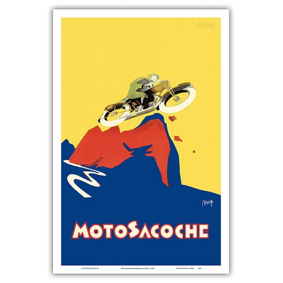 Motosacoche 346cc Swiss Motorbike - Vintage Motorcycle Poster by Marcello Nizzoli c.1927 - Master Art Print (Unframed) 12in x 18in