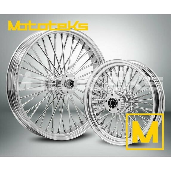 Mototeks Fat Spoke Rim 21X3.5 and 16X3.5 inch 40 Lug Chrome for 2000-2008 Harley Touring Bagger