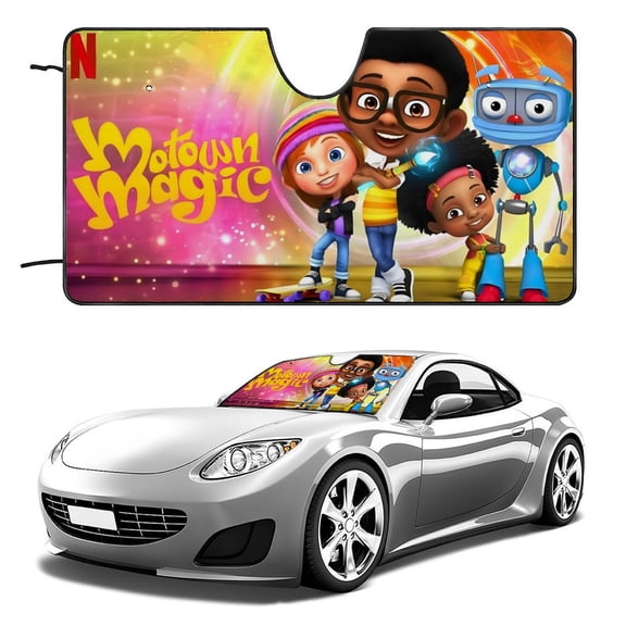 Motown Magic-theme Windshield Sun Shade Front Protector Folding Car Sun Visor Blocks Uv Rays Keeps Your Vehicle Cool52in*28in(130cm*70cm)