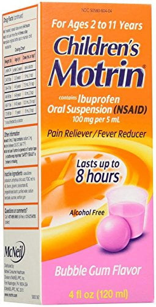Motrin Children's Pain Reliever, Bubble Gum Flavored Ibuprofen Oral