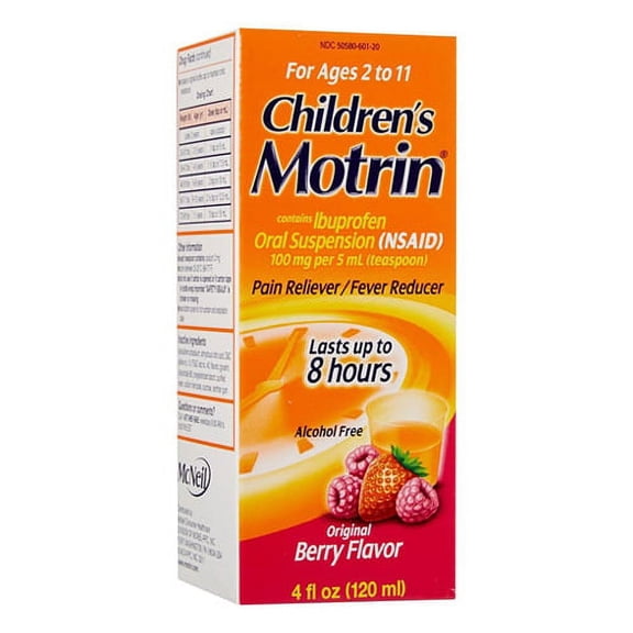 Motrin Childrens Ibuprofen Oral Suspension, Original Berry - 4 Oz, 6 Pack