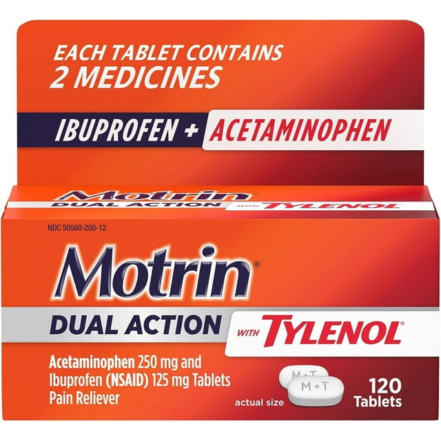 Motrin Dual Action with Tylenol, Pain Reliever Ibuprofen
