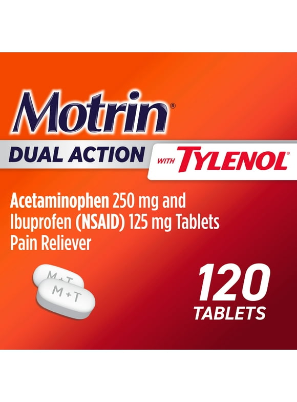 Motrin Dual Action with Tylenol, Ibuprofen & Acetaminophen, 120 Ct