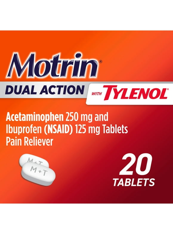 Motrin Dual Action with Tylenol, Ibuprofen & Acetaminophen, 20 Ct