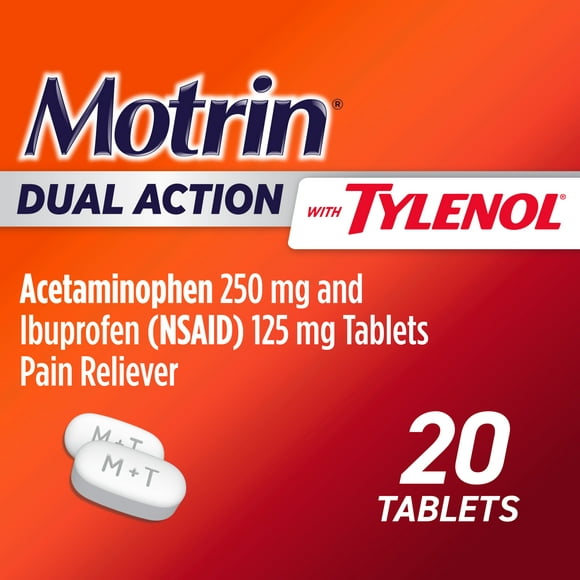 Motrin Dual Action with Tylenol, Ibuprofen & Acetaminophen, 20 Ct