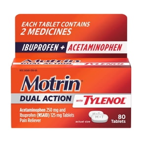 Motrin Dual Action with Tylenol, Ibuprofen & Acetaminophen, 80 Count
