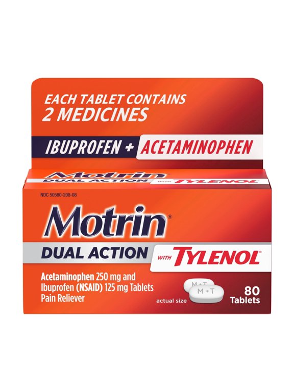 Dual Action with Tylenol, Ibuprofen & Acetaminophen, 80 Count