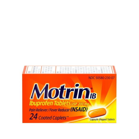 Motrin IB, Fast-Acting Ibuprofen 200mg for Pain & Fever Relief, 24 Count