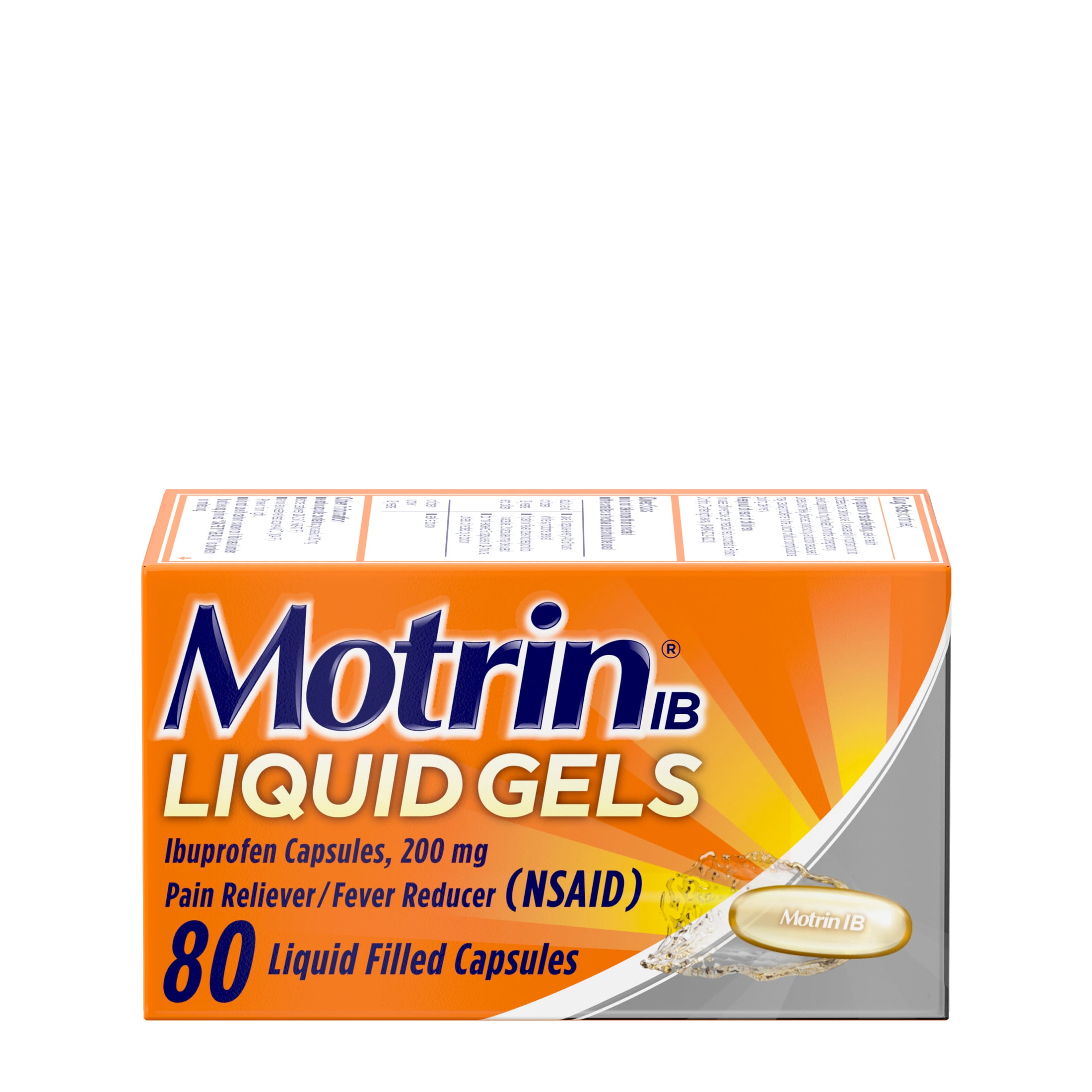 Motrin IB Liquid Gels, Ibuprofen 200mg, Pain & Fever Relief, 80 Ct