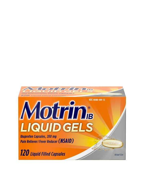 Motrin IB Liquid Gels, Ibuprofen 200 mg, Pain & Fever Relief, 120 Ct