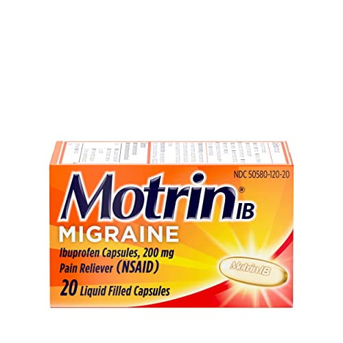 Motrin IB Migraine Liquid Gel Caps, Ibuprofen 200 mg, Migraine Relief