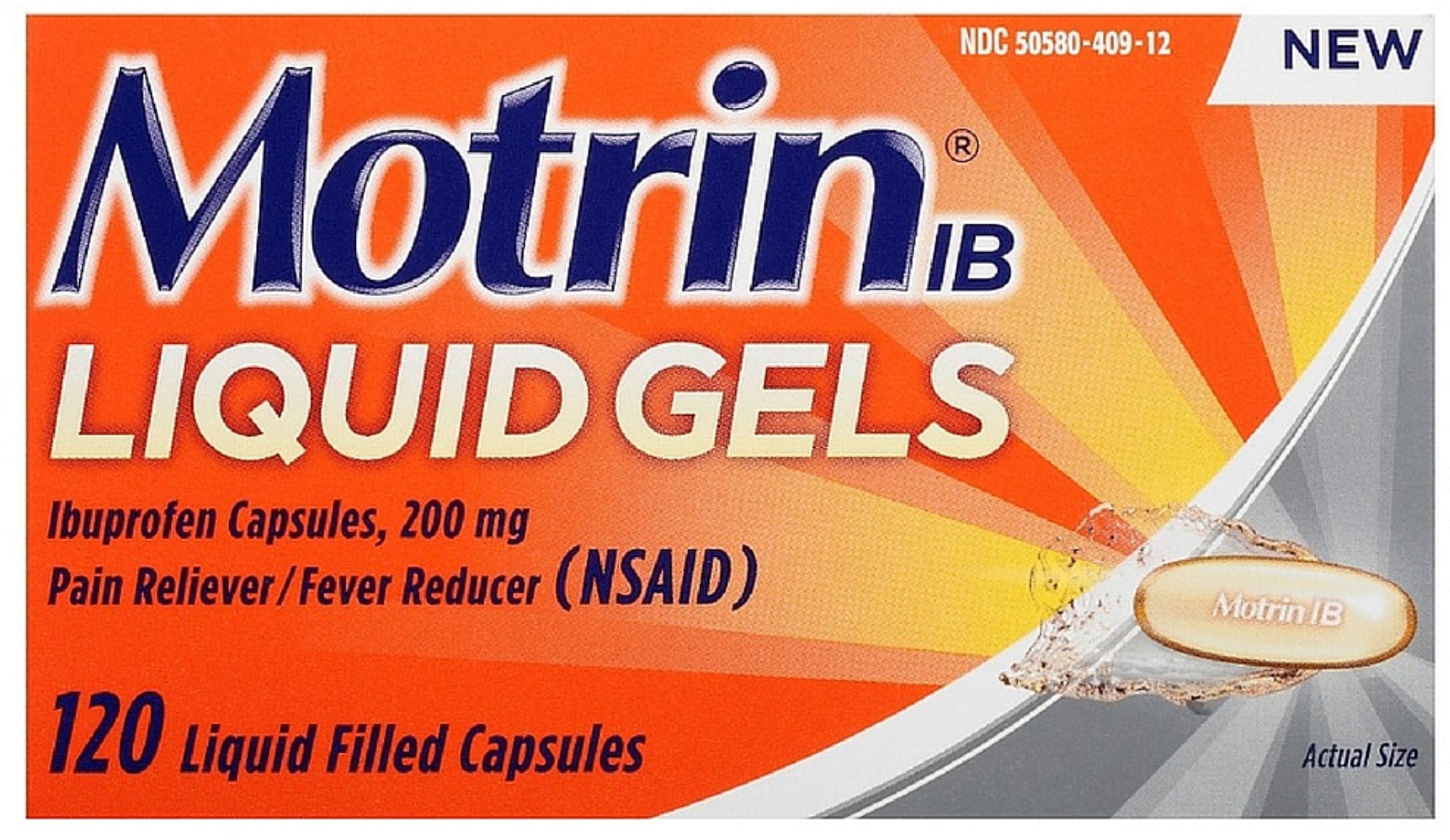 Motrin IB Pain Reliever/Fever Reducer Liquid Gels 120 ea (Pack of 4)