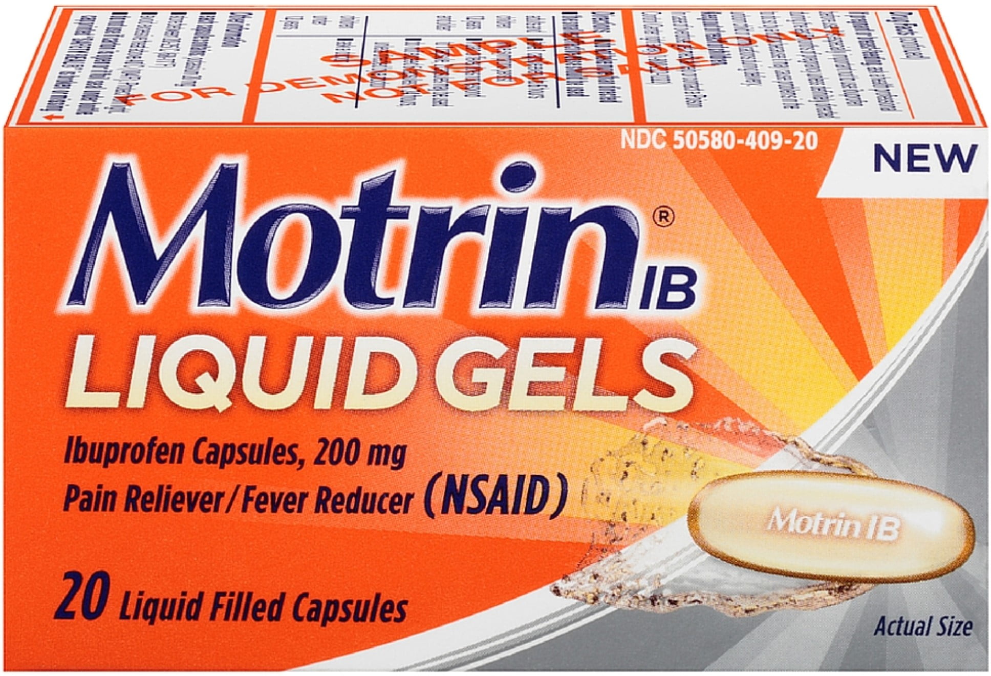 Motrin IB Pain Reliever/Fever Reducer Liquid Gels 20 ea (Pack of 2)