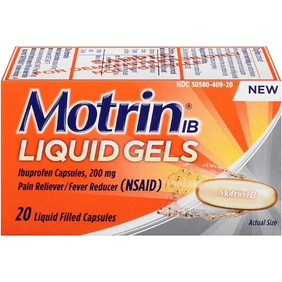 Motrin IB Pain Reliever/Fever Reducer Liquid Gels 20 ea (Pack of 2)