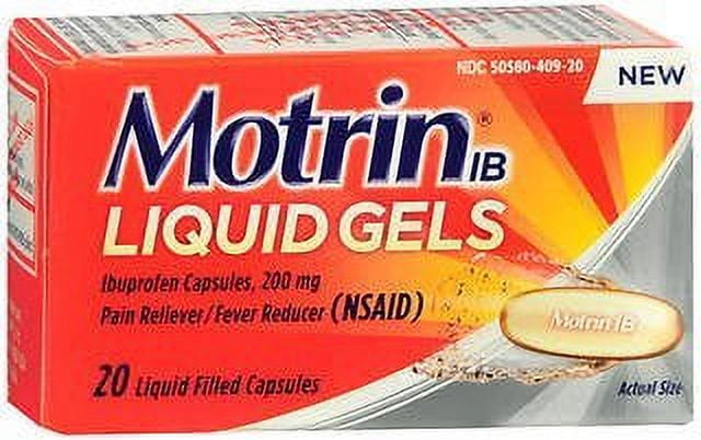 Motrin Ibuprofen 200Mg Liquid Capsule Gels, Pain Reliever/ Fever Reducer - 20 Ea, 6 Pack