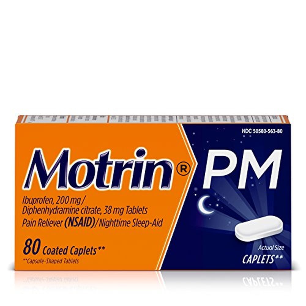 Motrin PM Caplets, Ibuprofen, Nighttime (Pack of 6)