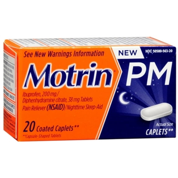 Motrin PM Coated Caplets 20 Caplets (Pack of 3)