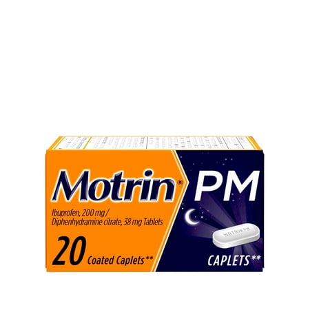 Motrin PM Caplets, 200 mg Ibuprofen & 38 mg Sleep Aid, 20 ct