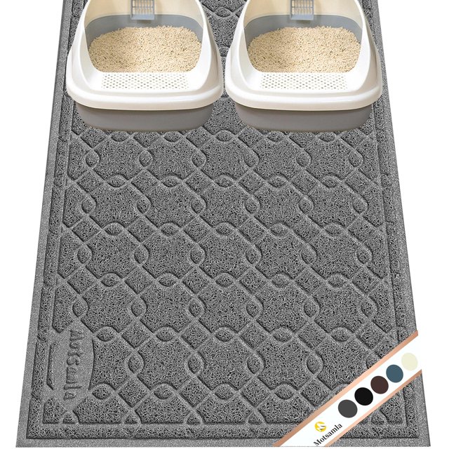 Motsamla Cat Litter Box Mat, 47" x 32" XL Large Kitty Litter Trapping