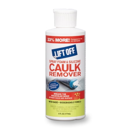 Lift Off 41145-12PK 6-Ounce Spray Foam and Silicone Caulk Remover Safe on Showers, Baseboards, Stainless Steel, Ceramic, and More, Water-Based, 6 Fl Oz, Pack of 1
