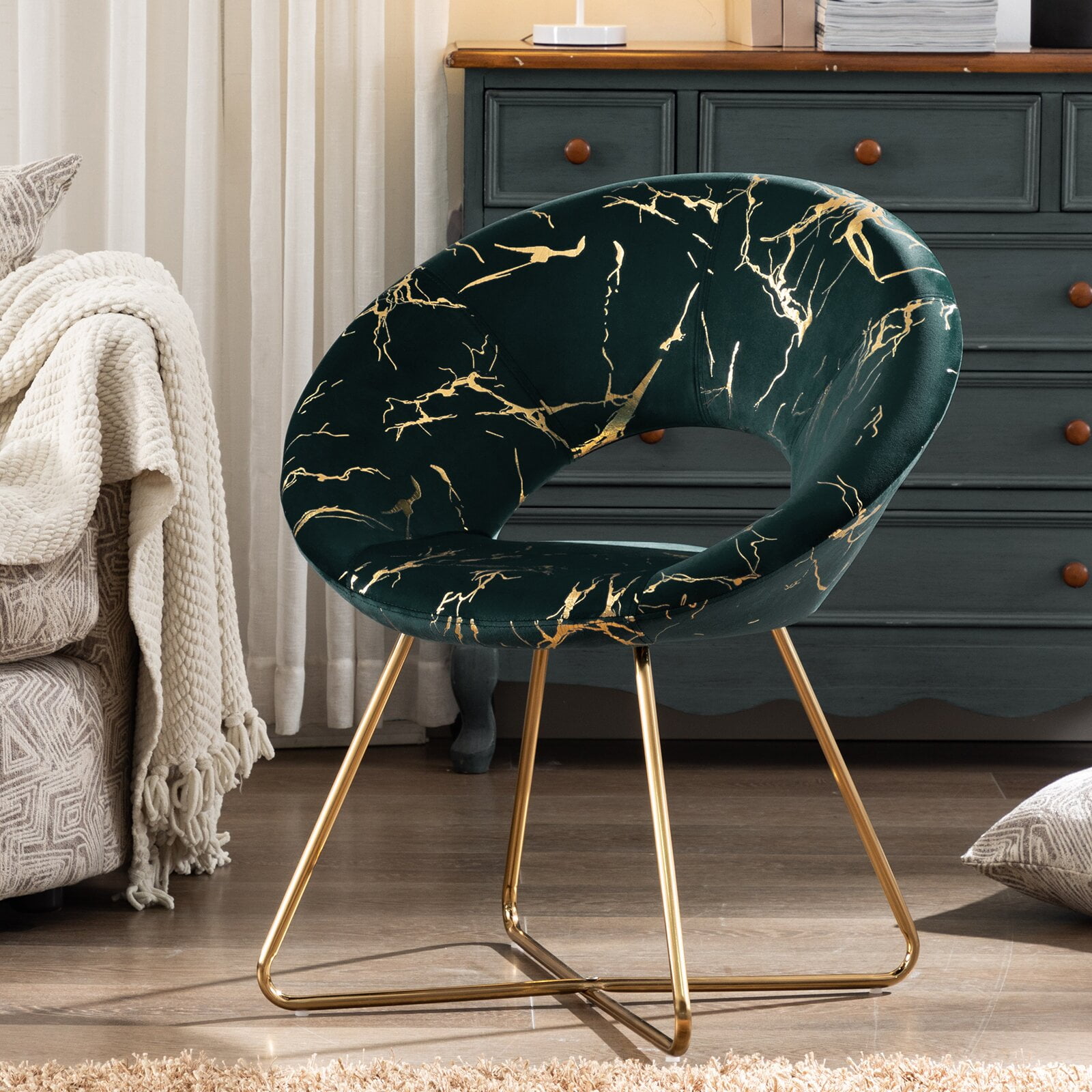 Motsinger 26.7'' Wide Velvet Papasan Chair, Frame Material Metal