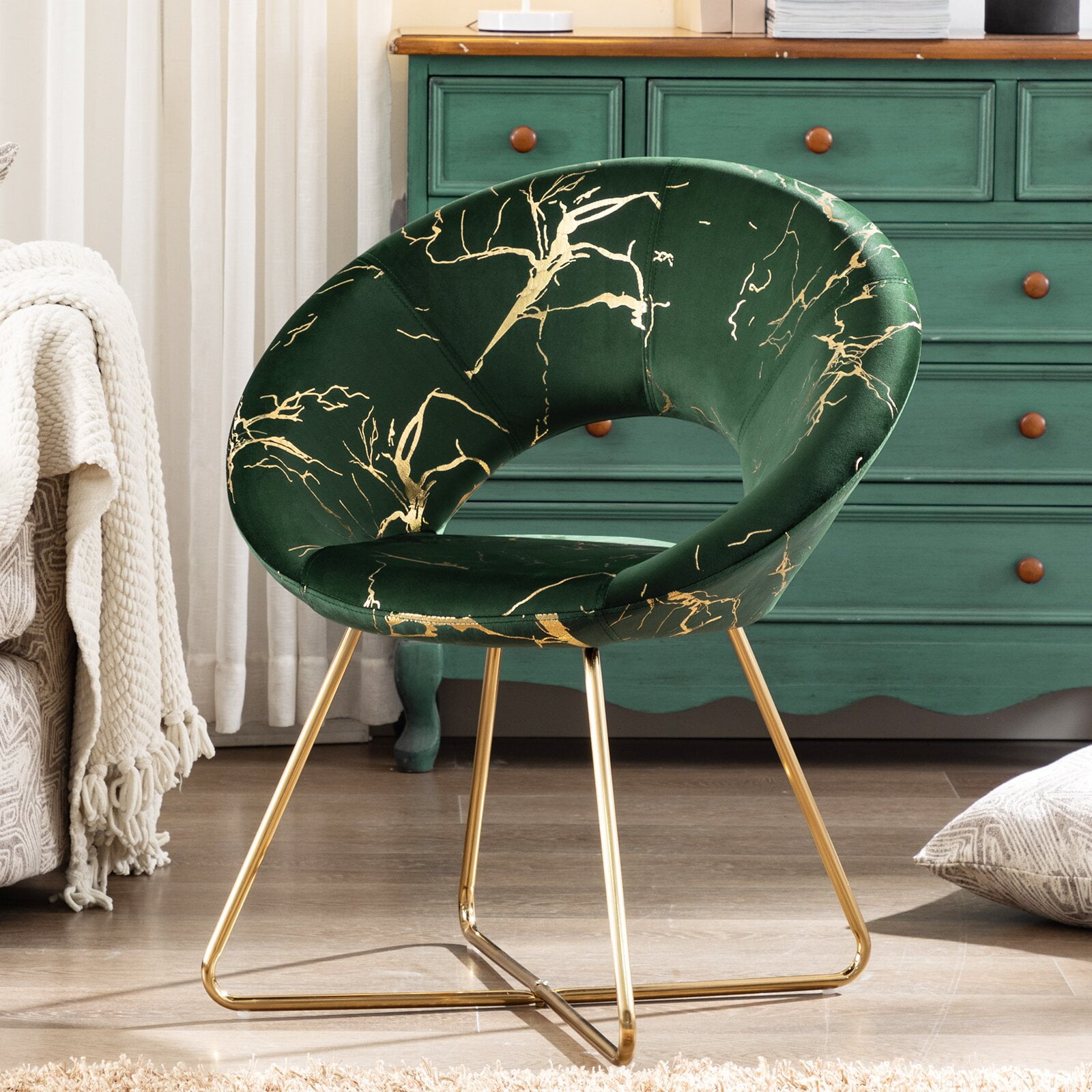 Motsinger 26.7 Wide Velvet Papasan Chair Seat Depth Shallow