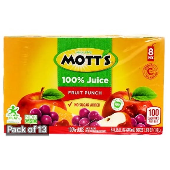 Mott's 100% Fruit Punch Juice 6.75 fl oz (Pack of 13)