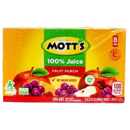 Mott's 100% Fruit Punch Juice 6.75 fl oz (Pack of 48)
