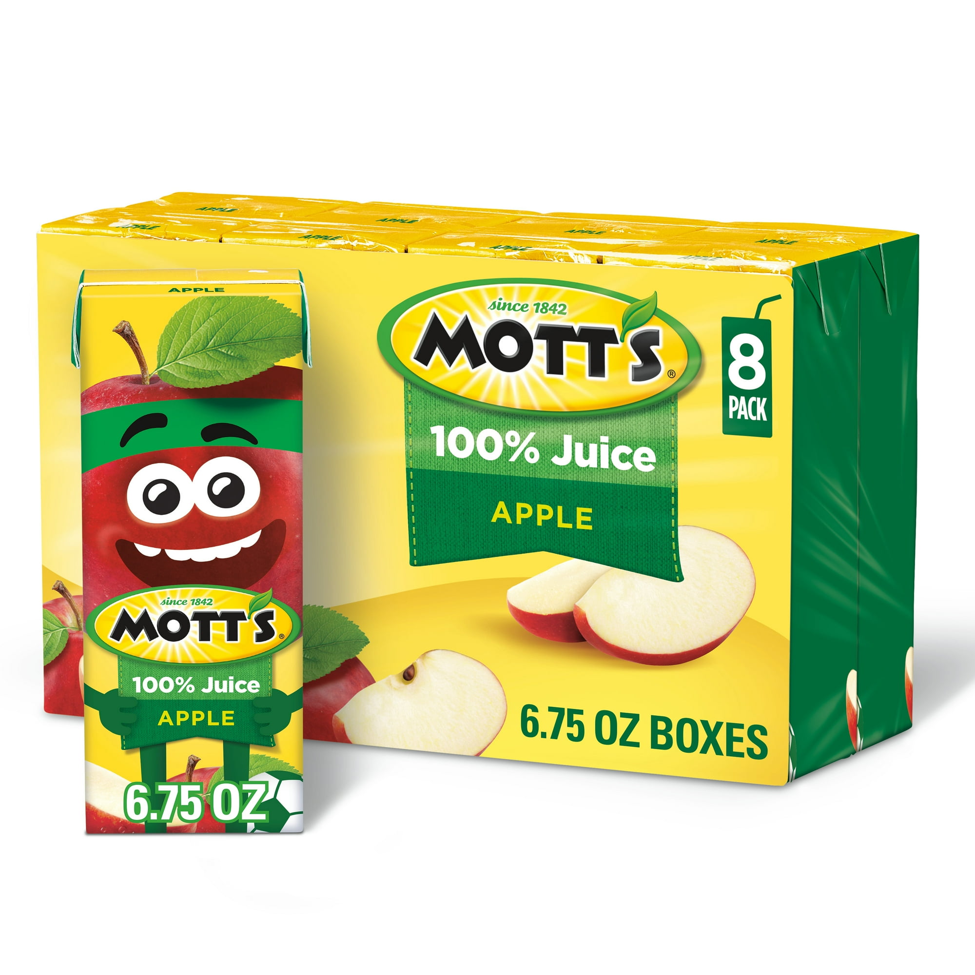 Mott’s 100% Juice Original Apple Juice, 6.75 fl oz, 8 Count Boxes