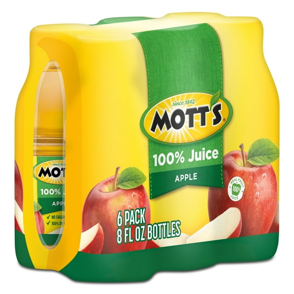 Mott's 100% Juice Original Apple Juice, 8 fl oz, 6 Count Bottles