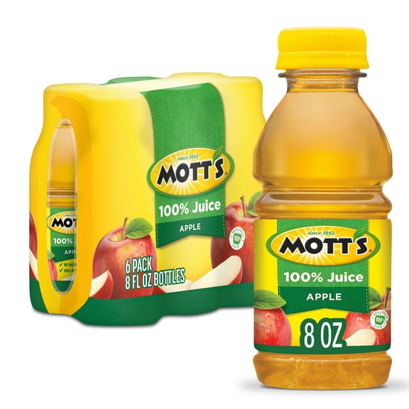 Mott's 100% Apple Juice, 8 fl oz, 6 Count Bottles