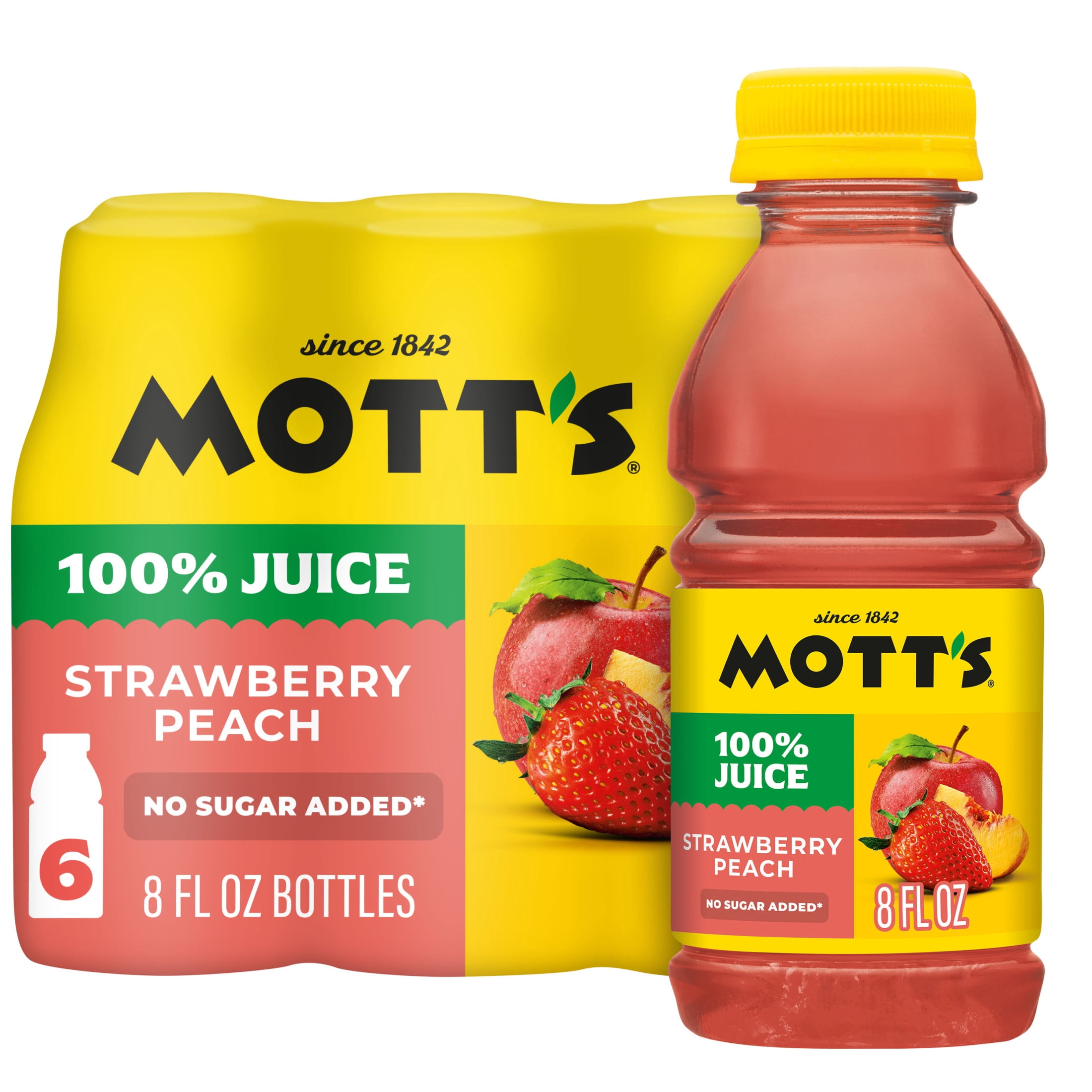モモチーズ Mott's 100% Strawberry Peach Juice, 8 Fluid Ounce, 6 Count Bottles