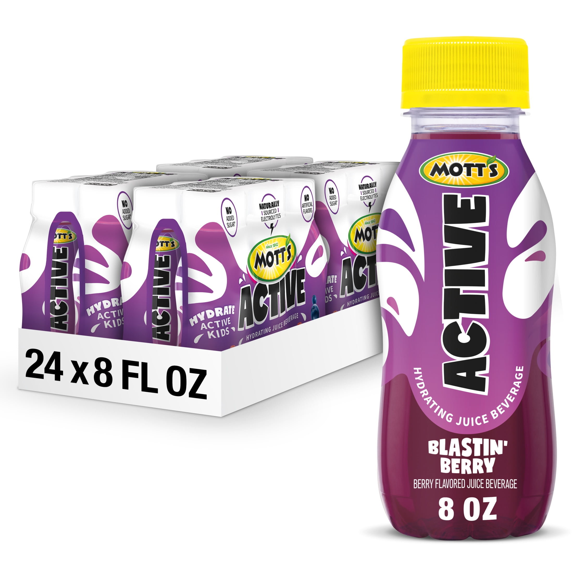 Mott's Active Blastin' Berry Hydrating Juice Beverage, 8 fl oz, 24 Count Bottles (4 Packs Of 6)