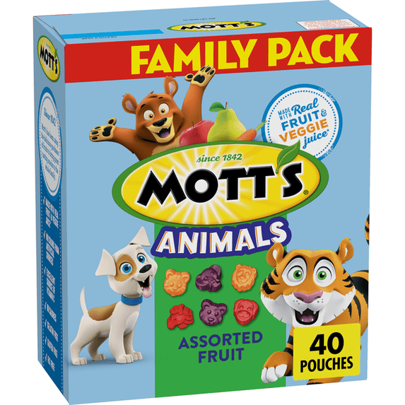 Mott’s Animals Assorted Fruit Flavored Snacks Family Pack – Fun, Individually Wrapped Fruit Snacks