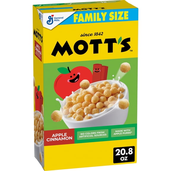 Mott's Apple Cinnamon Cereal, Made with Apple Puree, Whole Grain, Family Size, 20.8 oz