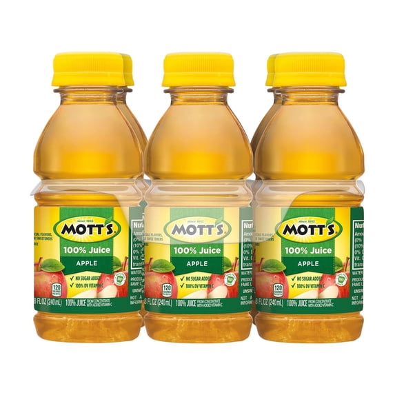 Mott's Apple Juice Bottles, 8 fl oz, 6-Count (Pack of 10)