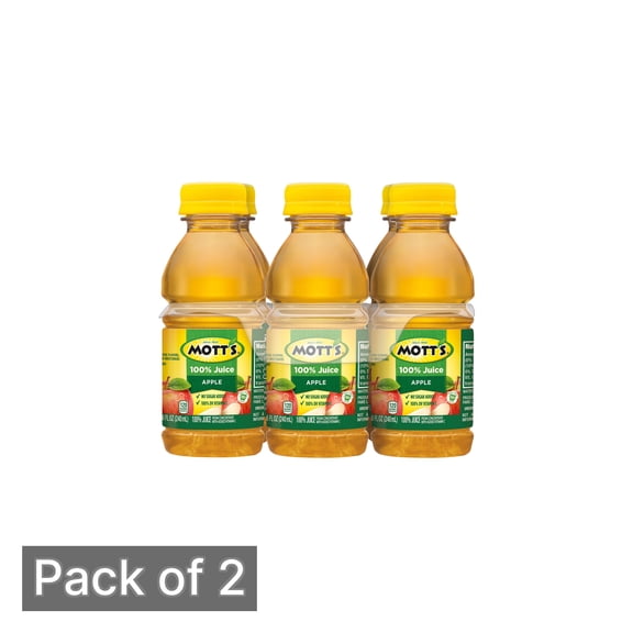 Mott's Apple Juice Bottles, 8 fl oz, 6-Count (Pack of 2)