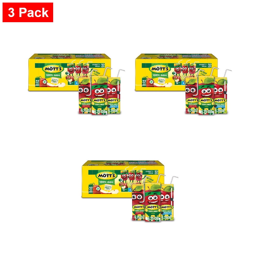 Mott’s Apple Juice Variety Pack 32 ct / 6.75 oz - 3 Pack