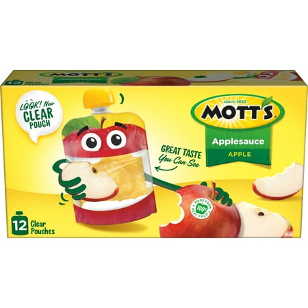 Mott's Applesauce, 3.2 oz, 48 Count Clear Pouches (4 Packs of 12)