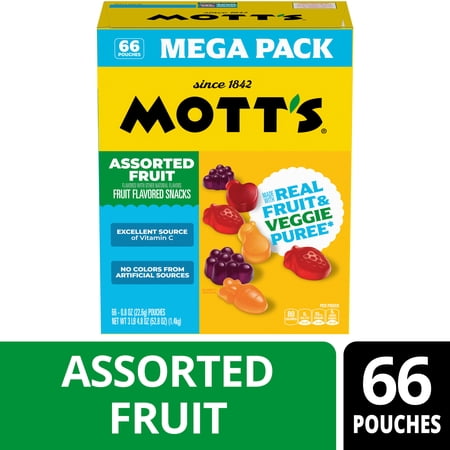 Mott's Gluten Free Assorted Fruit Flavored Snacks, Made with Real Fruit Puree (66 Pack)