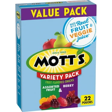 Mott's Berry and Assorted Fruit Flavored Snacks, Gluten Free, Value Pack, 22 Ct, 17.6 oz