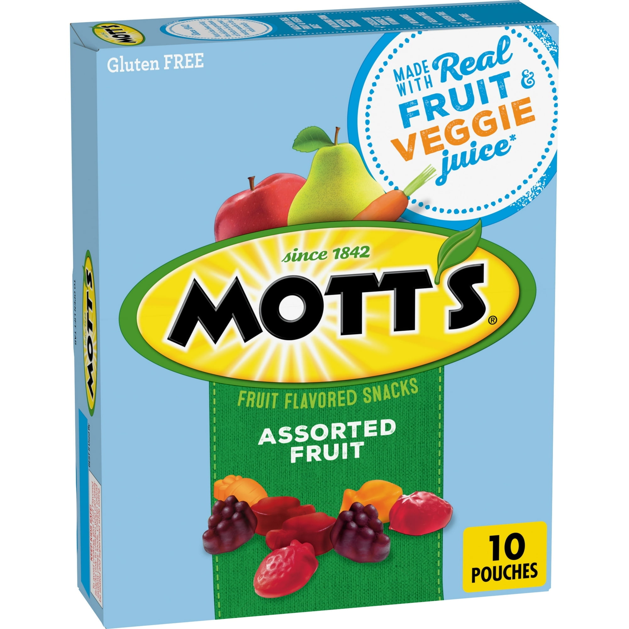 Mott's Fruit Flavored Snacks Assorted Fruit Gluten Free Snack 10 Ct 8 oz (Pack of 4)